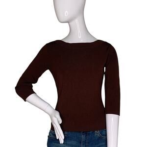 J.A.C Fine Knit Blouse 3/4 Sleeve Brown Size M